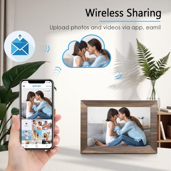 10.1 WiFi Digital Picture Frame, IPS Touch Screen Smart Cloud Digital Photo Frame with 16GB Storage, Wall Mountable, Auto-Rotate, Share Photos from Anywhere Via App, Email - Image 3