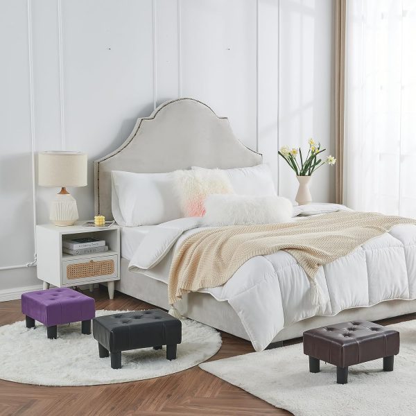 BRIAN & DANY Small Foot Stool, Leather Foot Stools with Legs, Stable Small Footstool for Living Room, Black - Image 2