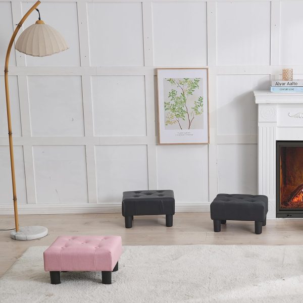BRIAN & DANY Small Foot Stool, Leather Foot Stools with Legs, Stable Small Footstool for Living Room, Black - Image 7