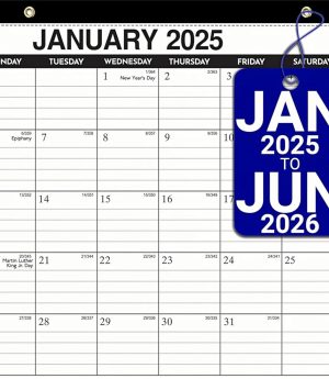Desk Calendar 2025-2026 - 18-Month Desk/Wall Calendar, Jan 2025 - June 2026, 17" x 11.5", Thick Paper, Large Ruled Blocks, Clear Plastic Cover for Home School Office Easy Organizing