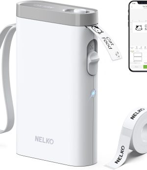 Nelko Label Maker Machine with Tape, P21 Bluetooth Label Printer, Wireless Mini Label Makers with Multiple Templates for Organizing Office Home, White