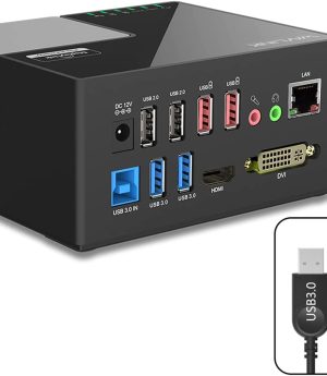 WAVLINK USB 3.0 Laptop Docking Station Dual Monitors, DisplayLink Computer Dock for M1/M2 Mac/Windows/Chrome/Ubuntu - HDMI+HDMI/DVI/VGA, 4xUSB Ports, 2xRed Charging Ports, LAN, Audio