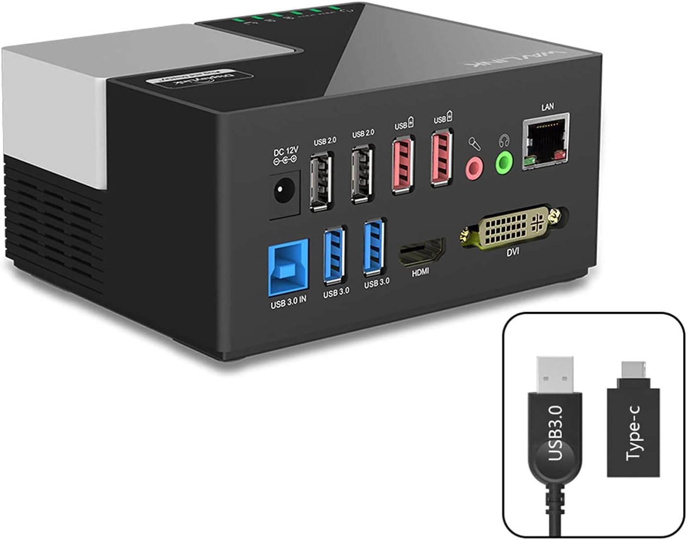 WAVLINK USB 3.0 Laptop Docking Station Dual Monitors, DisplayLink Computer Dock for M1/M2 Mac/Windows/Chrome/Ubuntu – HDMI+HDMI/DVI/VGA, 4xUSB Ports, 2xRed Charging Ports, LAN, Audio