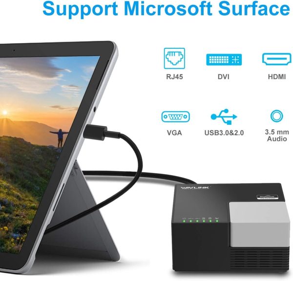 WAVLINK USB 3.0 Laptop Docking Station Dual Monitors, DisplayLink Computer Dock for M1/M2 Mac/Windows/Chrome/Ubuntu - HDMI+HDMI/DVI/VGA, 4xUSB Ports, 2xRed Charging Ports, LAN, Audio - Image 4