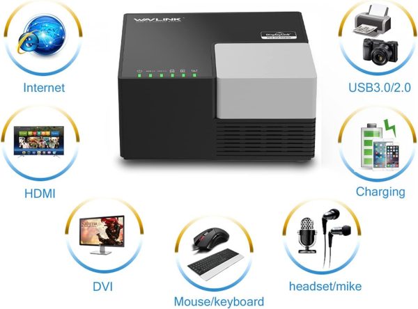 WAVLINK USB 3.0 Laptop Docking Station Dual Monitors, DisplayLink Computer Dock for M1/M2 Mac/Windows/Chrome/Ubuntu - HDMI+HDMI/DVI/VGA, 4xUSB Ports, 2xRed Charging Ports, LAN, Audio - Image 7