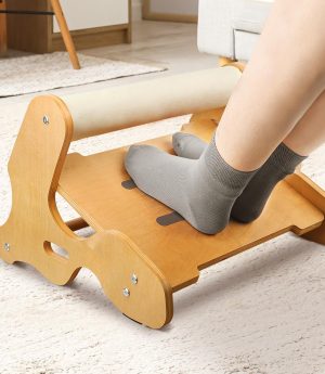 Wooden Under Desk Footrest – Ergonomic Foot Rest with 3 Height Options & Adjustable, Anti-Slip Surface and Soft Crossbar Foot Rest for Under Desk at Work for Improved Posture, Home & Office