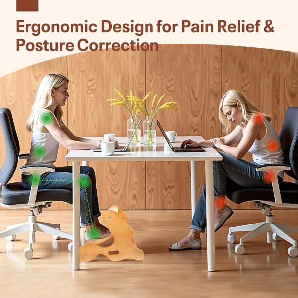 Wooden Under Desk Footrest – Ergonomic Foot Rest with 3 Height Options & Adjustable, Anti-Slip Surface and Soft Crossbar Foot Rest for Under Desk at Work for Improved Posture, Home & Office - Image 5